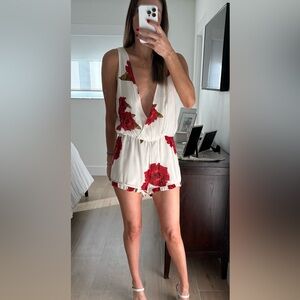 Winston white romper with red flowers